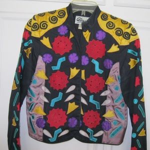 Girasol applique cotton jacket, multi-color, Sz S